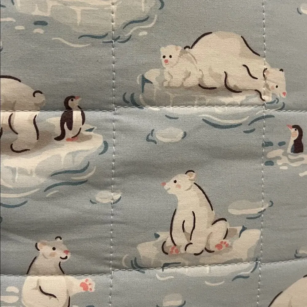 Cath Kidston Polar Ice Blue 2 Holiday Pillows Euro Shams Polar Bear and Penguins